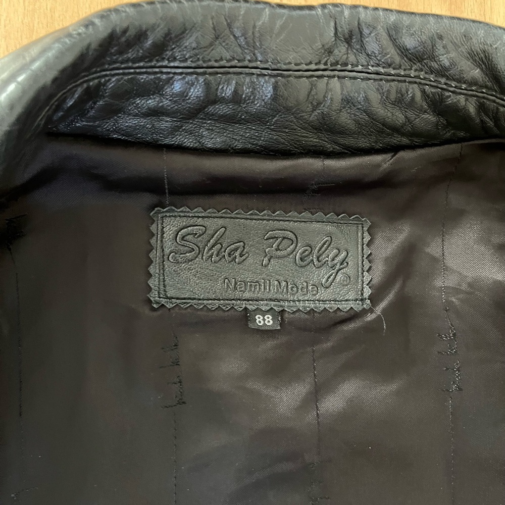 Black Leather Blazer Jacket Coat 90s y2k Vintage Medium - Picture 2 of 9